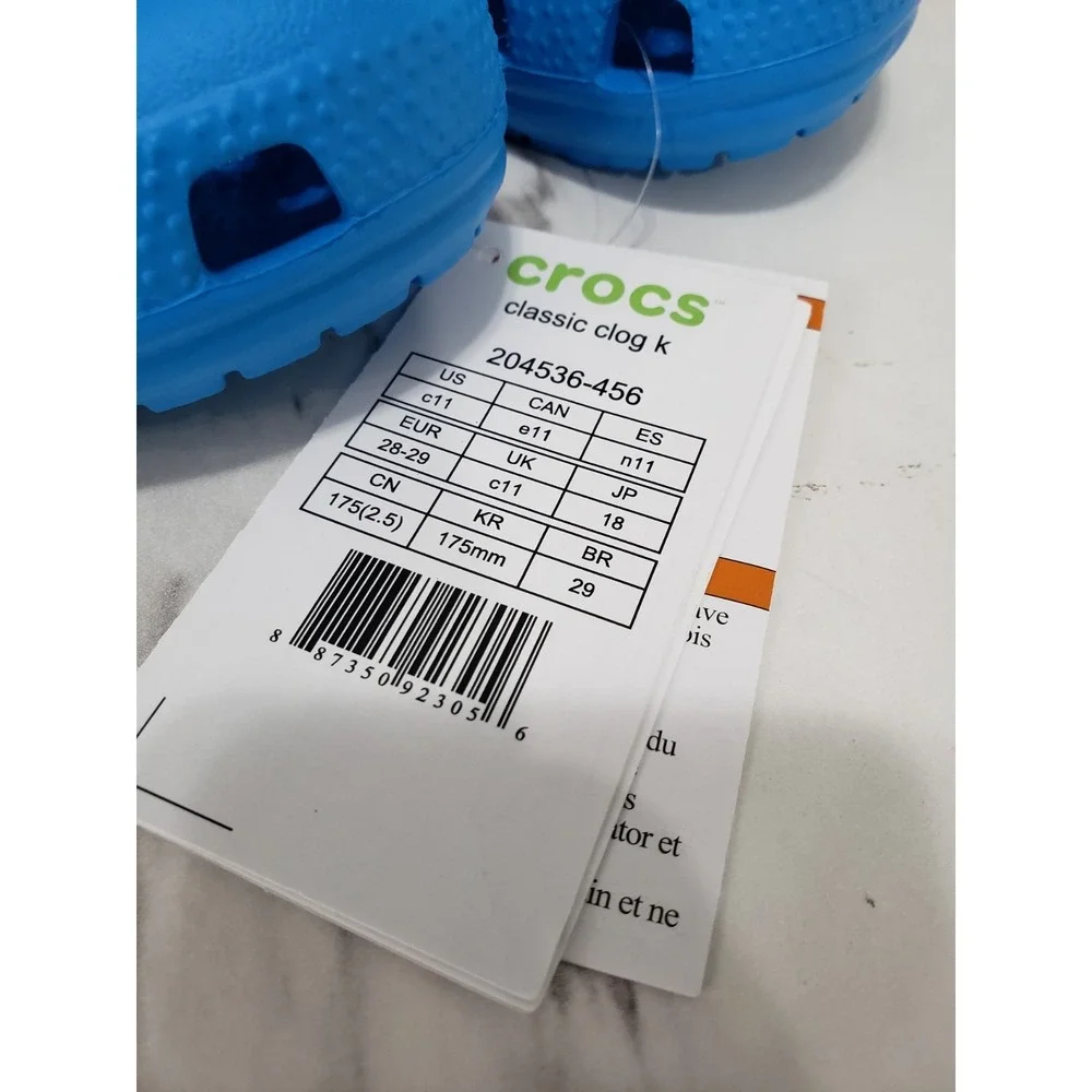NEW SZ 2 / J2 Crocs CLASSIC KIDS YOUTH ClogS  Ocean blue JUNIOR boy girl